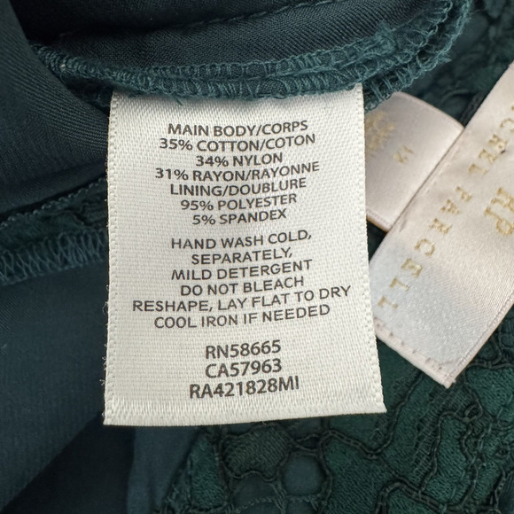 Rachel Parcell Botanica Lace Pants Women's 12 Green Scallop Hem Lined Romantic - Picture 11 of 16